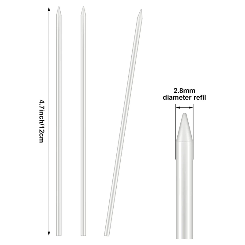 카펜터 펜슬 리드 리필, 흰색, 솔리드 기계식 카펜터 펜슬 리필 교체, 24 피스, 2.8mm