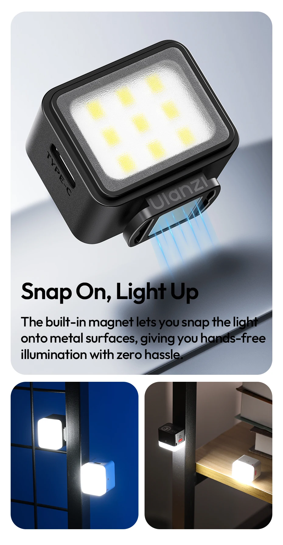 Cube Light Fill Light Video Light for Smartphone Camera for DJI Osmo Action 5/4/