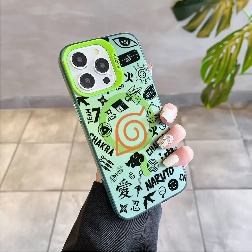 Japan Anime Uchiha Magnetic Phone Case with Silver-Plated Lens Border