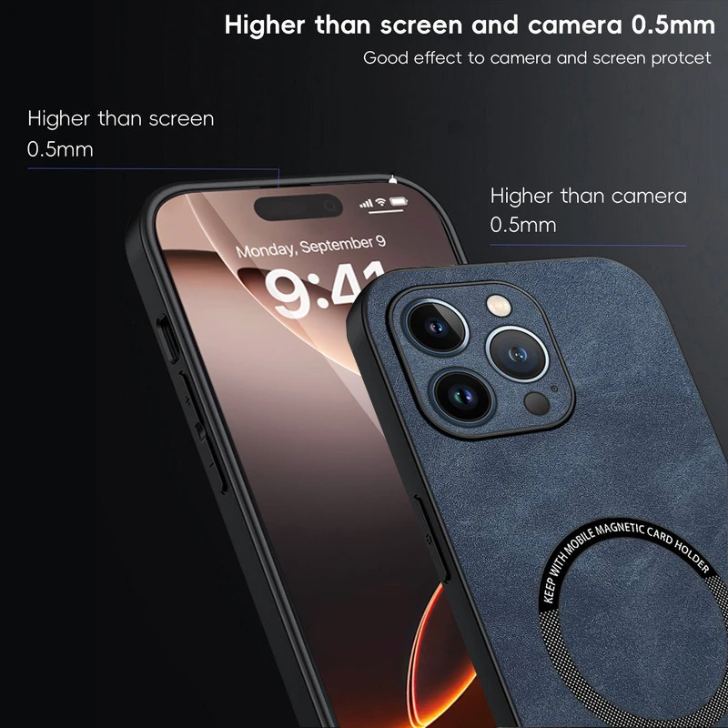 Magnetic Leather Phone Case with Enhanced Protection