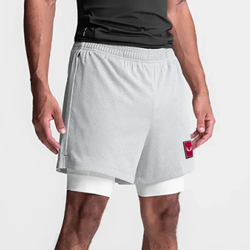 Men's Summer Sport Shorts American Side Open Quick Dry Double Layer Outdoor Multi Pocket Running Basketball Pants