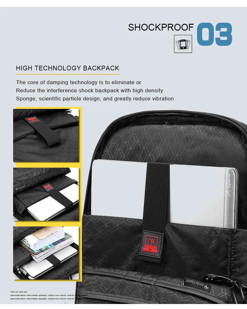 ARCTIC HUNTER Men's Backpack USB Charging High Capacity Multilayer Travel Bag for 15.6" Laptop 5