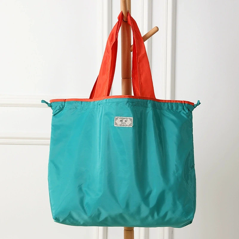 Eco-Friendly Foldable Shopping Tote with Drawstring Closure