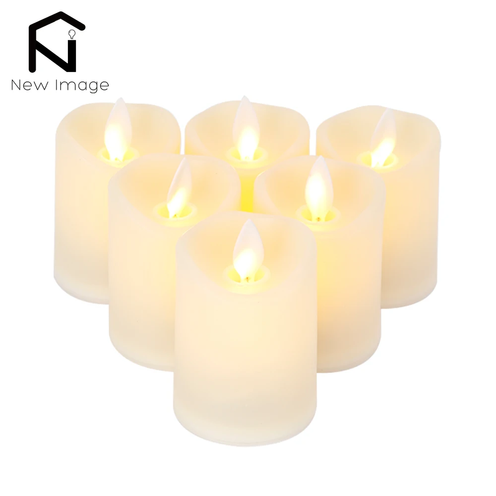 6Pcs Battery Candles Plastic Flameless Candles with Wick LED Tea Lights for Home Decoration Wedding Birthday