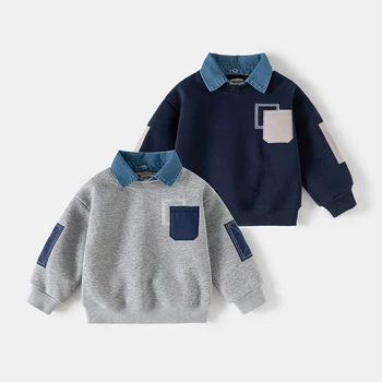 Boys Denim Collar Sweatshirt 1