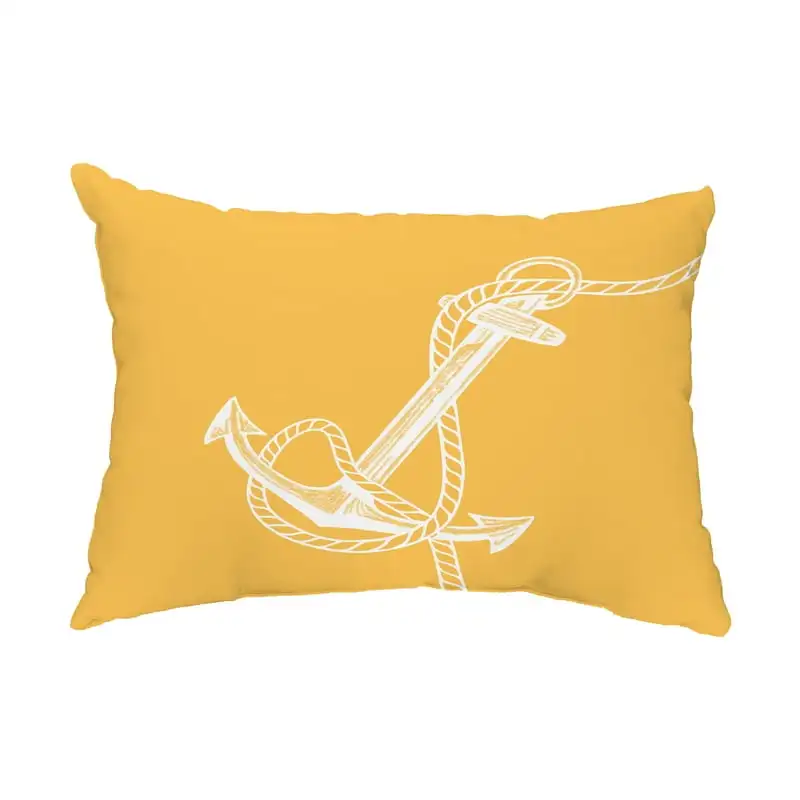 

14" x 20" Anchored Yellow Decorative Nautical Outdoor Pillow