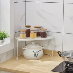 Metal Shelf in Kitchen Corner Cabinet Triangular Holder Sink Layered Pots and Pans Storage Rack Condiment Bottles Assembly Rack