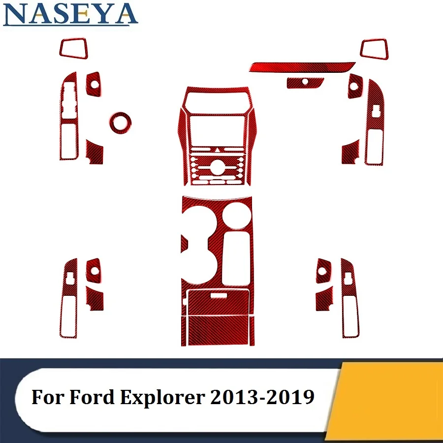 

For Ford Explorer 2013 2014 2015 2016 2017 2018 2019 Carbon Fiber Various Parts Red Stickers Car Interior Decorative Accessories
