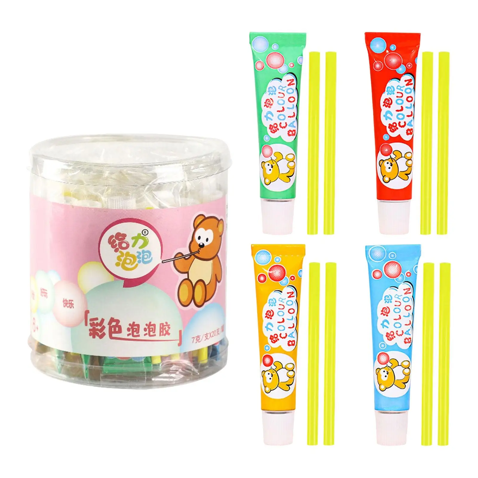20Pcs Bubble Balloons Blowing Outdoor Toy with Straws Funny for Party Game 4