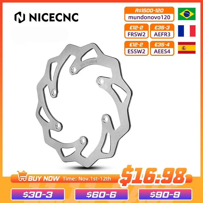 NICECNC Motocross 220mm Bremsscheibe Hinten Für KTM 125 200 250 