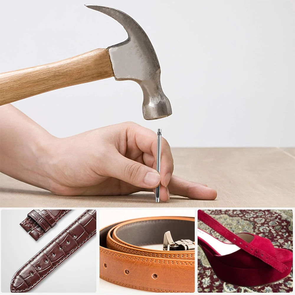 6pcs 1mm-5mm Leather Hole Punching Tools Steel Hollow Round Hole Puncher Sharp Durable Round Cutters For Watch Bands Belts Paper