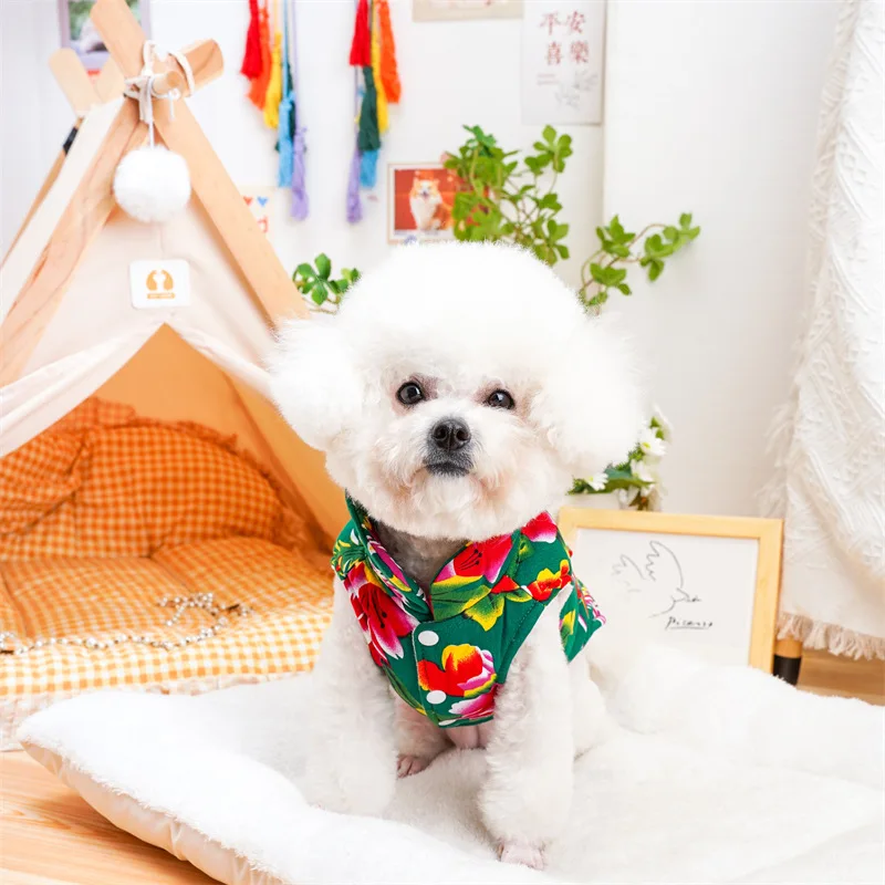 Northeast Big Flower Coat New Year Dress Small, Medium, and Large Dogs, Pets, Dogs, Cats, Fighting Clothes, Supplies, Clothing