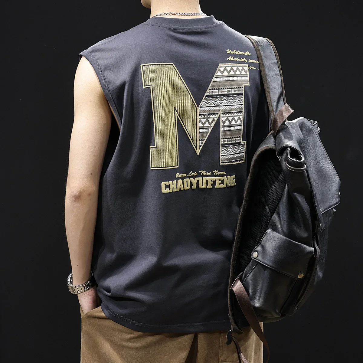 Summer Loose-Fit Men's Sports Fitness Basketball Vest Plus Size Trendy Brand T-Shirt Motorcycle Rider's Jacket Without Sleeves