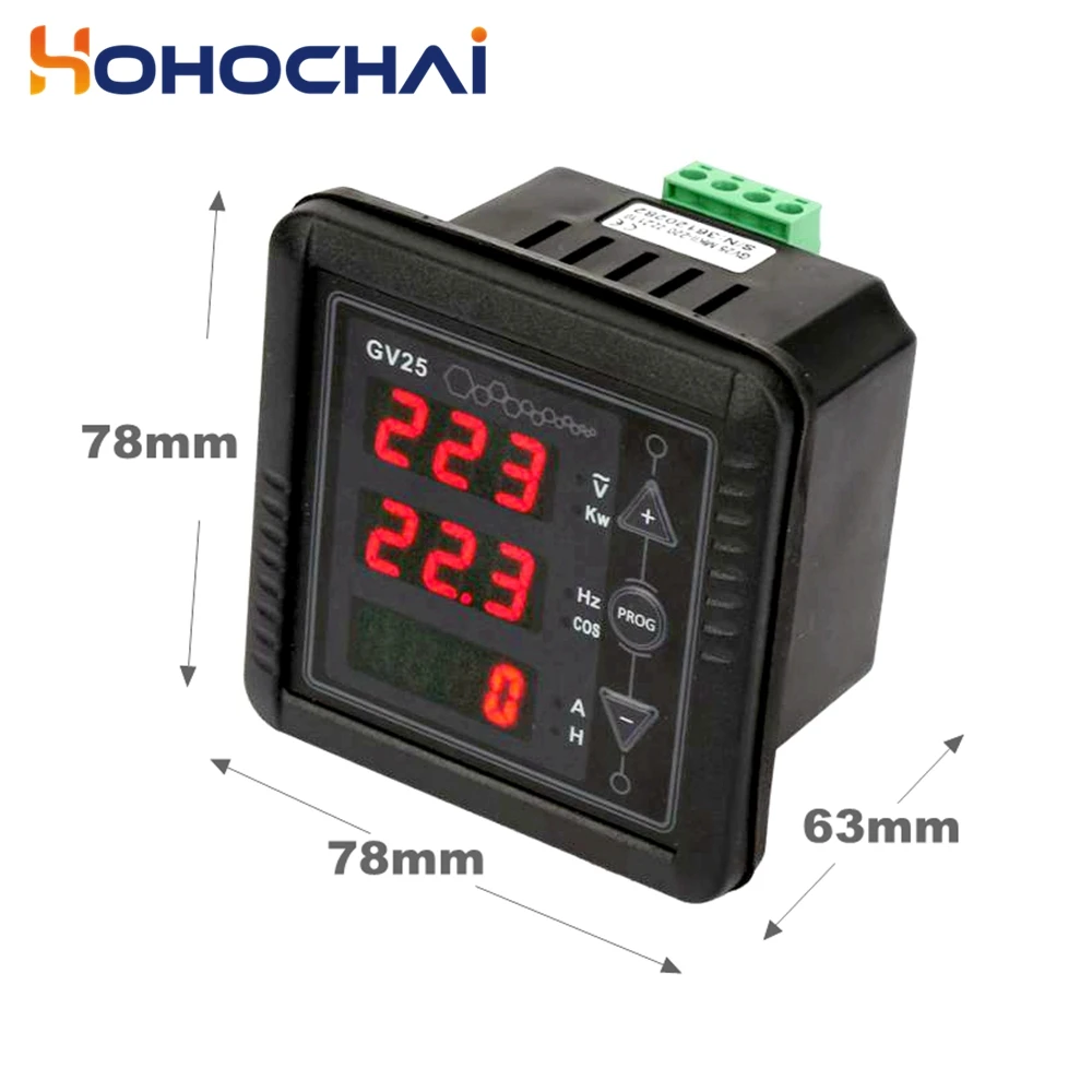 GV25 MK2 발전기 디지털 미터 전압/전류/주파수 모니터링 미터 GV25L AC220V 시스템 ?