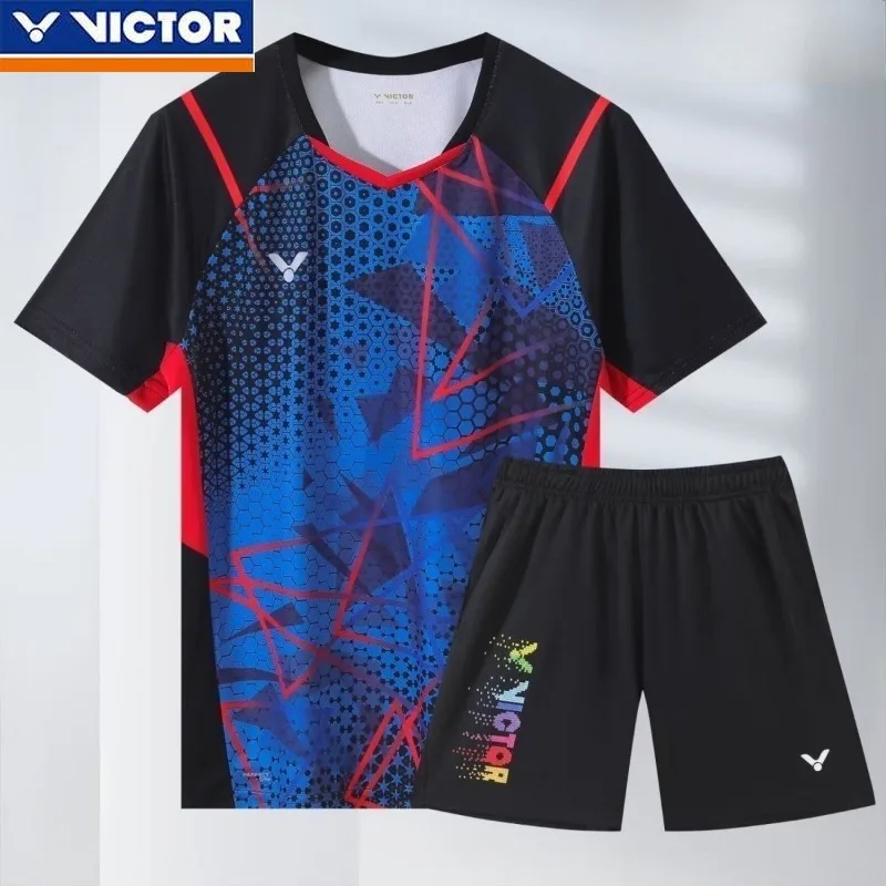 VICTOR New Badminton Jersey Quick-drying and Breathable Men's and Women's Training Competition Sports Short-sleeved Set