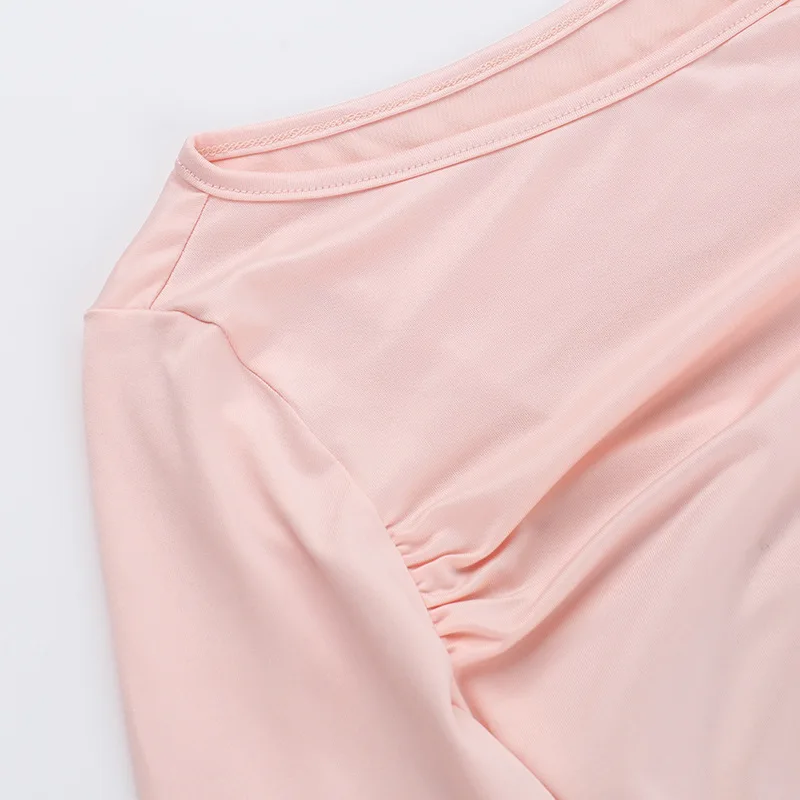 JULISSA MO Patchwork Round Neck 3 piece Sets Women Skirt Suit Pink Long Sleeve T-shirt Mini Skirt Autumn Slim Elegant Skirt Sets