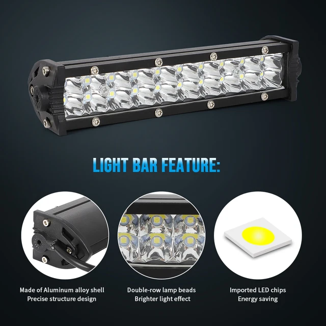 URAQT Barre LED 12V Super Luminose - 2 Pezzi Da 120 LED, 1600LM Per Auto, Camper, Barca E Casa - Foto 7