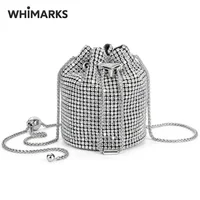 Sac seau en diamant WHIMARKS, sac à bandoulière pour femme, pochette en diamant, sac de luxe, sacs de créateurs, sacs à main de soirée 1