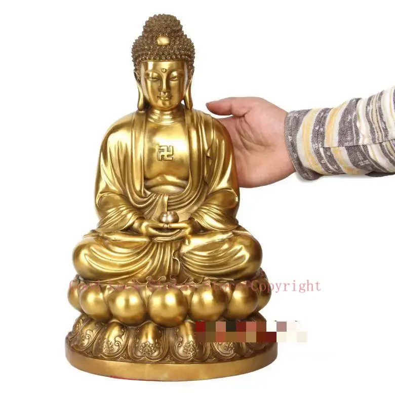 

large 2024 bless family Safety Health luck Talisman #office home shop efficacious Protection GOLDEN Buddhism Buddha statue
