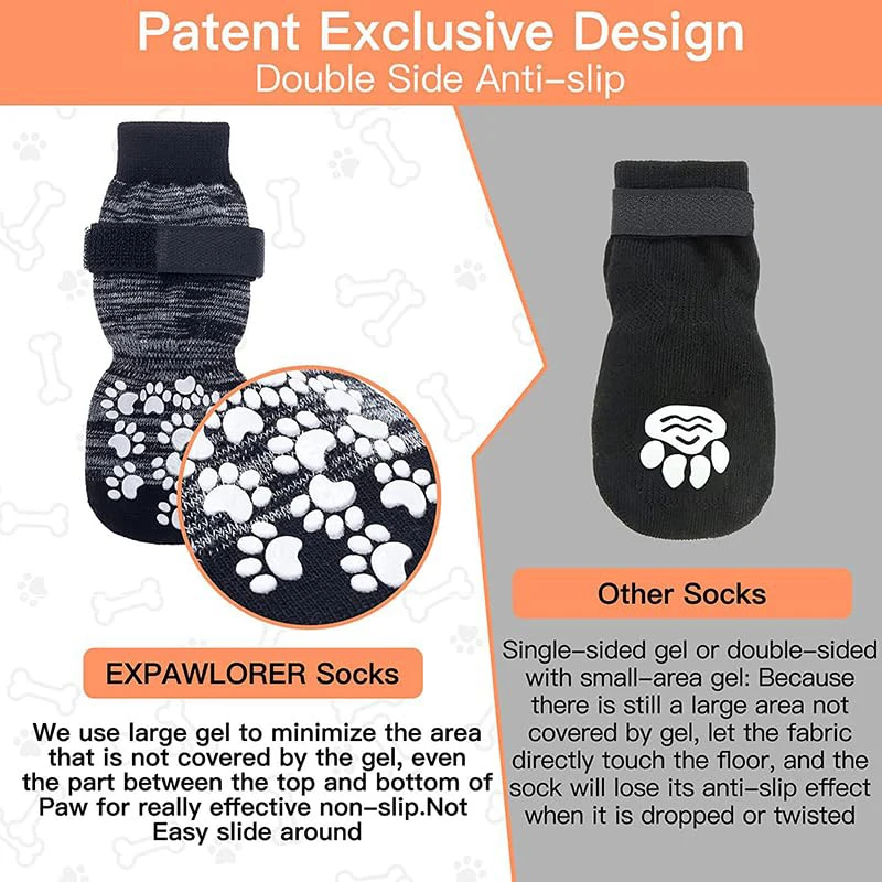 4PCS Fashion Pet Socks Dog Socks Breathable Anti-Slip Foot Covers Dog With Adjustable Strap Strong Grips Traction Control dog socks