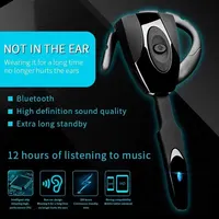 Bluetooth 5.0 Ear for PS3 Bluetooth Headset Wireless Handsfree Single Ear Hook Earphone Button Silica Gel Headphone with Mic 1