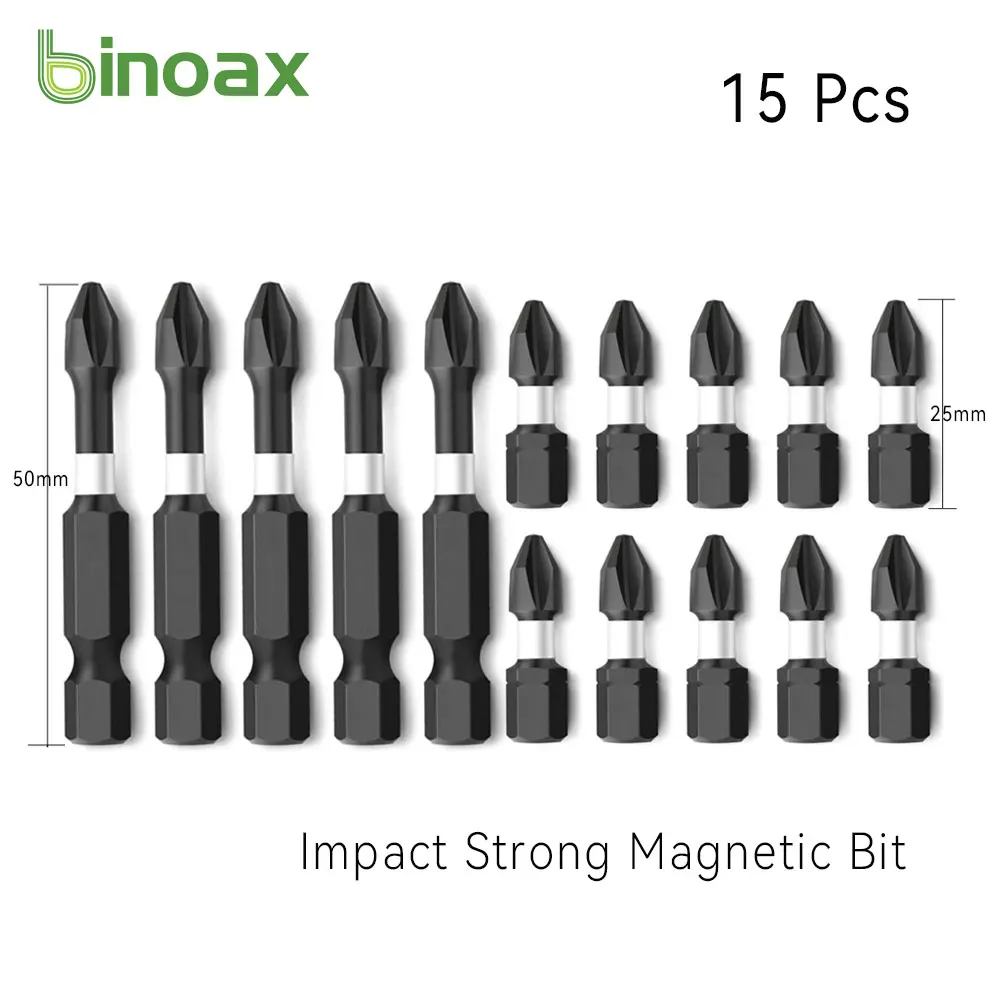 

Binoax 15pcs Impact Magnetic Screwdriver Bits 25/50MM PH2 Phillips Screwdriver Drill Heads 1/4 Hex Shank