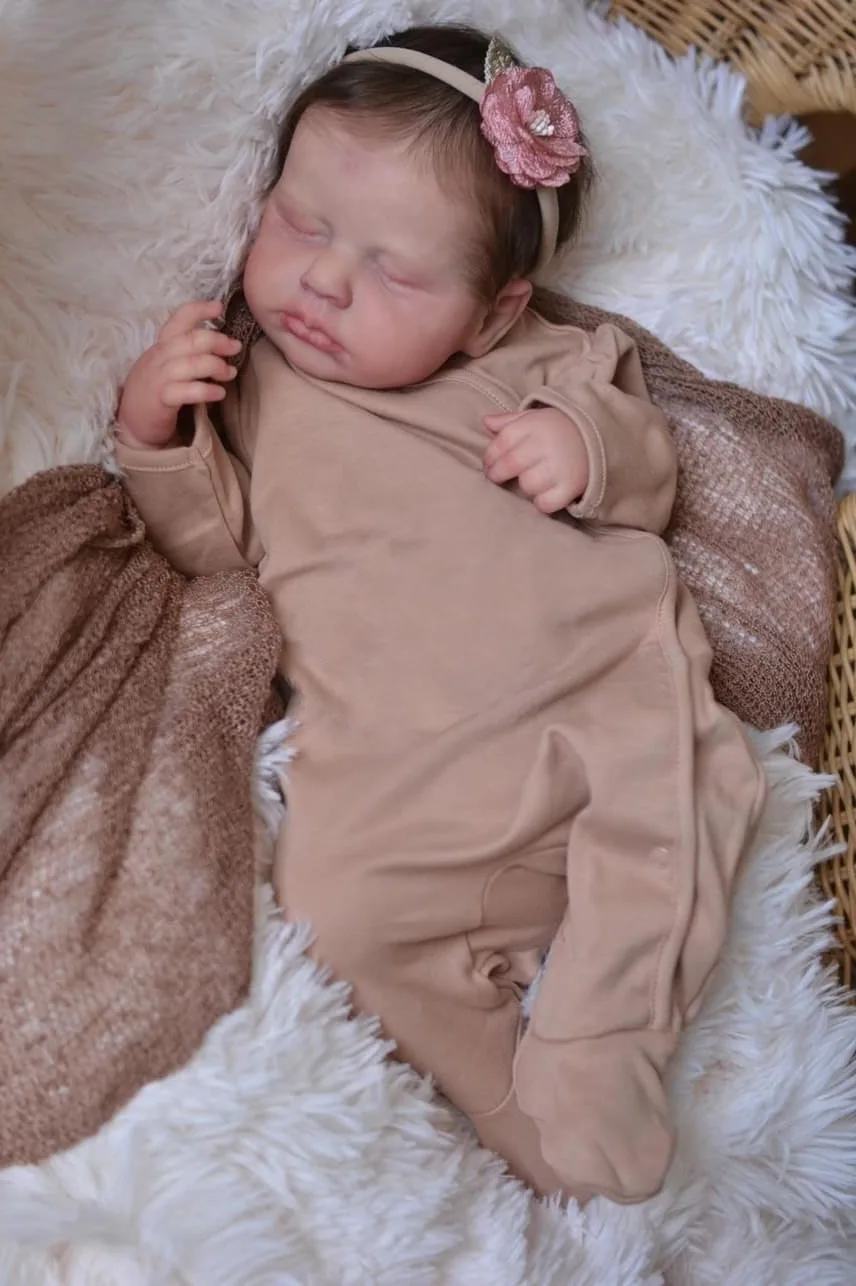 

49 CM 3D Skin Soft Silicone Reborn Baby Sleeping Girl Boy Birthday Christmas Gift Art Toy Bebe Doll With Vascular Vein Like Real