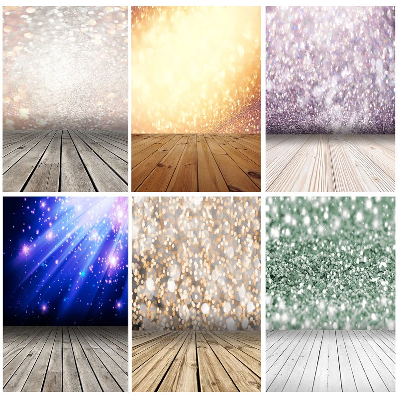

SHENGYONGBAO Light Spot Bokeh Glitter Wooden Floor Portrait Photography Backdrops Props Photo Studio Backgrounds LX-06