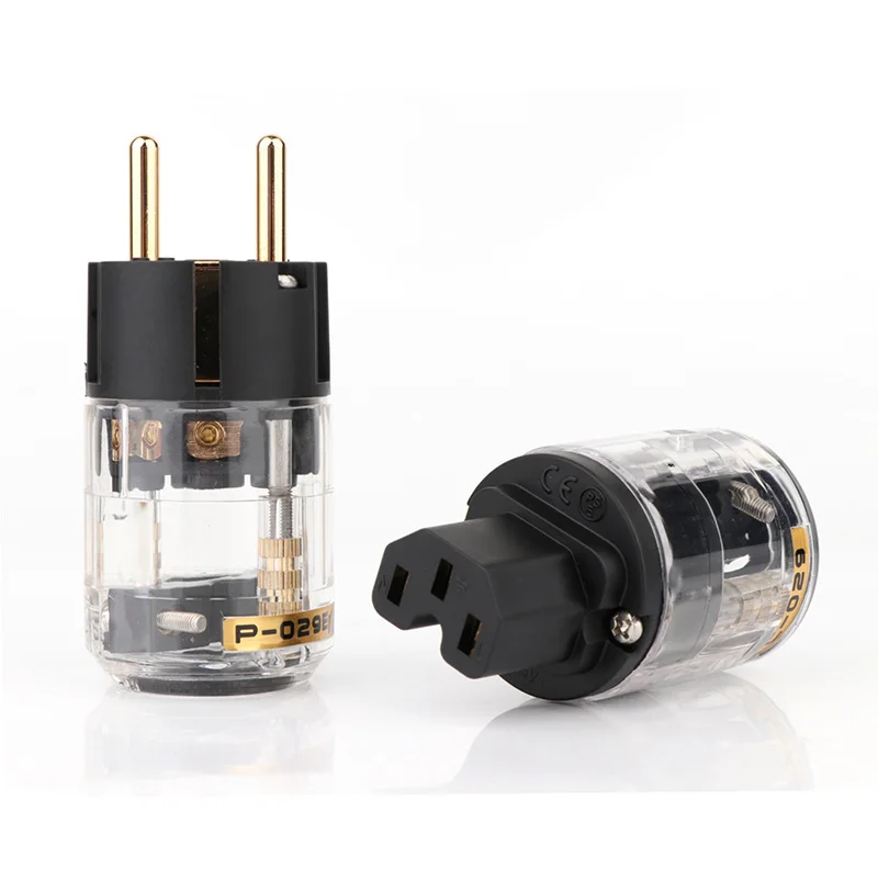 Hi Fi Eu / Us Schuko Connettore Per Spina Di Alimentazione Di Rete Audio Placcato In Oro + Iec Per Hifi