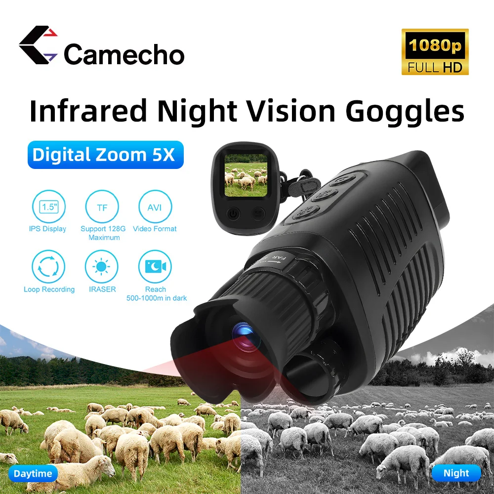 

Устройство ночного видения Camecho с поддержкой 7 моделей на открытом воздухе, фото-и видеосъемка в темноте, USB с 3,5-дюймовым TFT-экраном, Поддержка карт памяти 1,5 ГБ