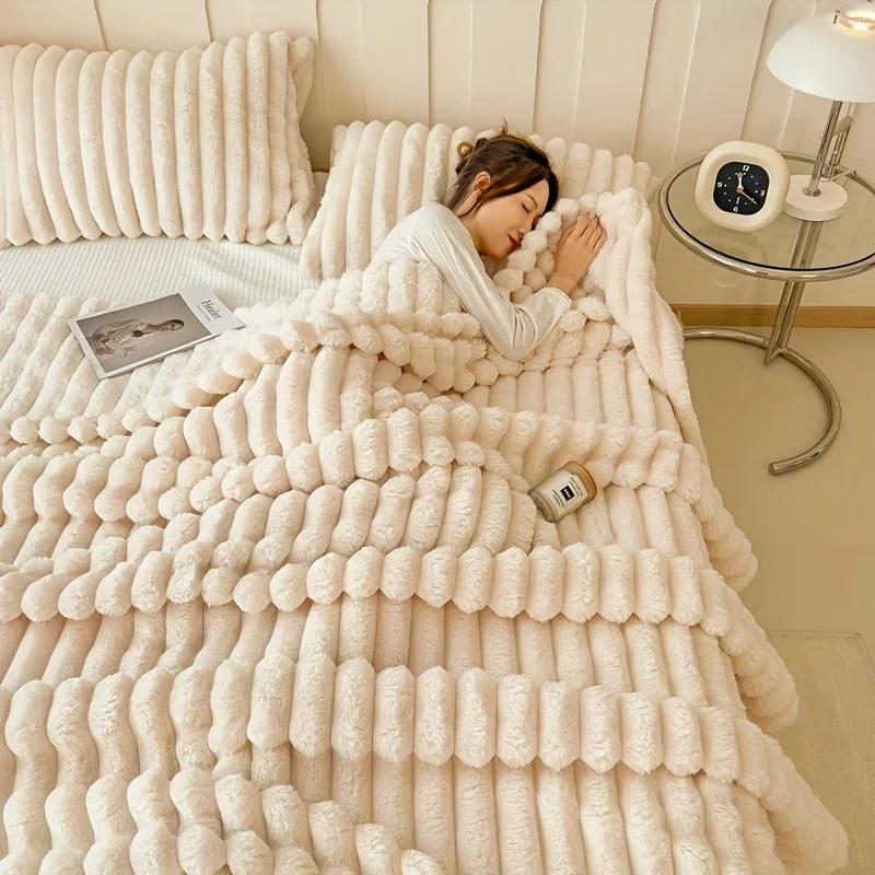 faux rabbit fur throw blanket