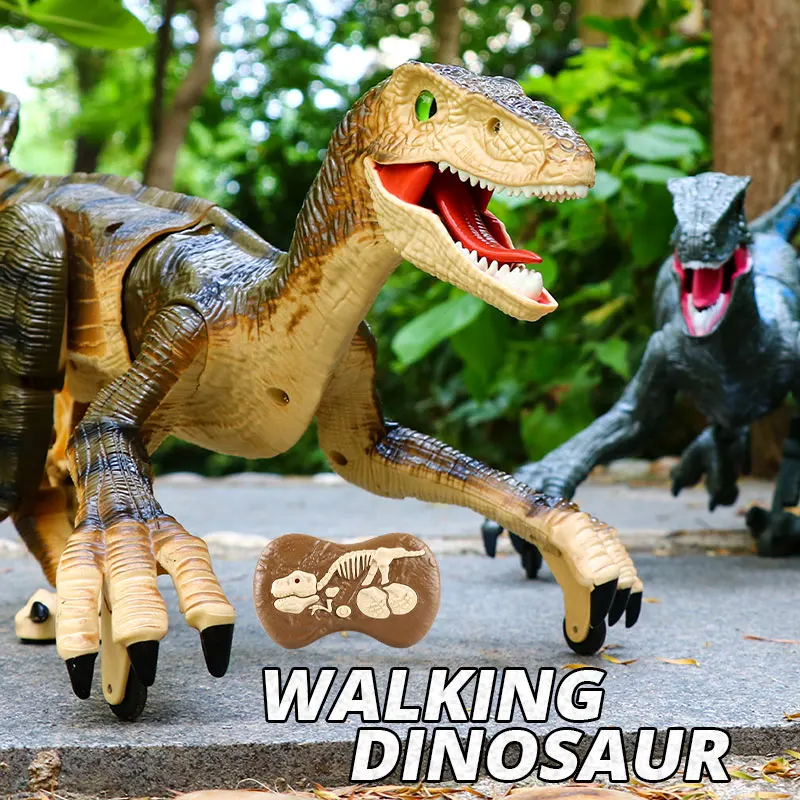 

2.4G RC Dinosaur Toy Jurassic world Remote Control Velociraptor Toys Animal Electric Walking With Music Light Dinobot Toys Gift