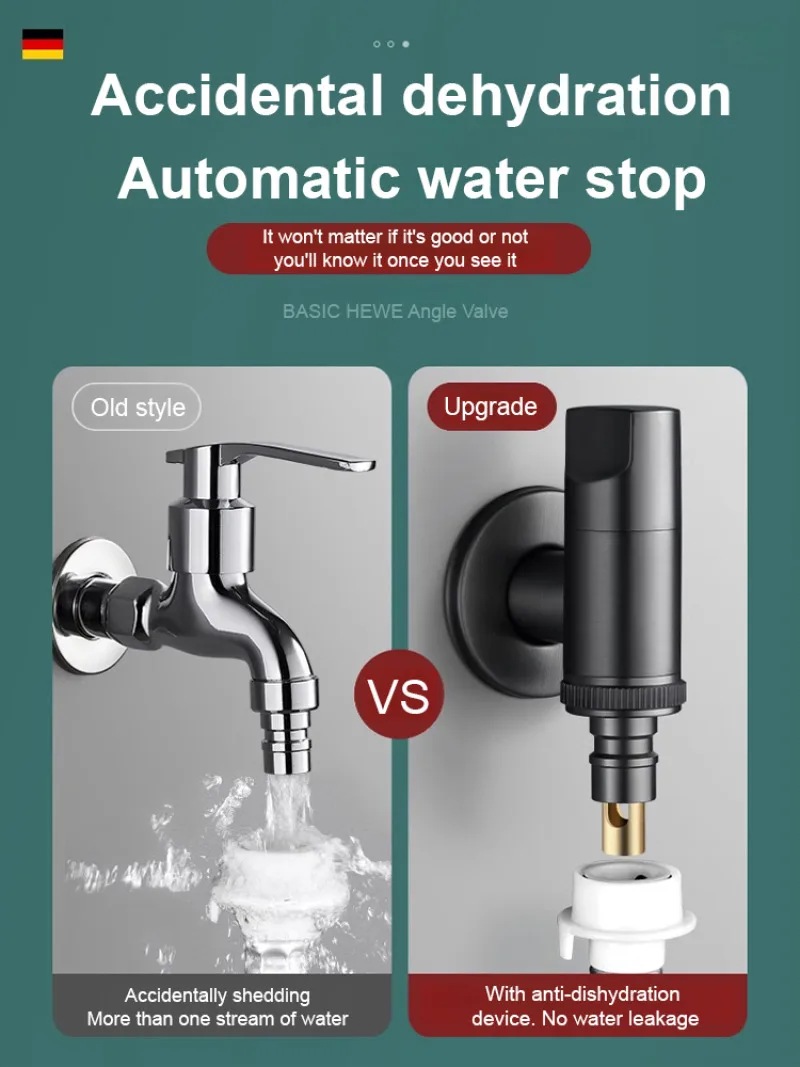 Household narrow space washing machine faucet all copper joint automatic shut-off valve 2