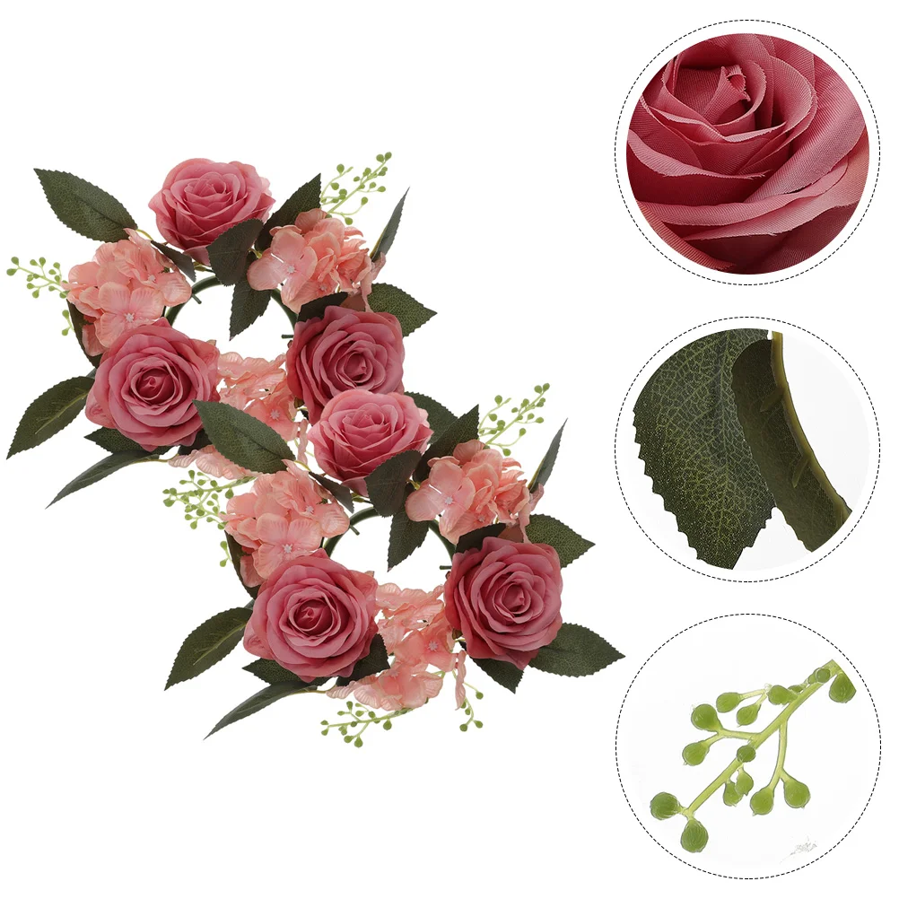 

2Pcs Artificial Rose Wreath Decorative Wreath Front Door Wreath