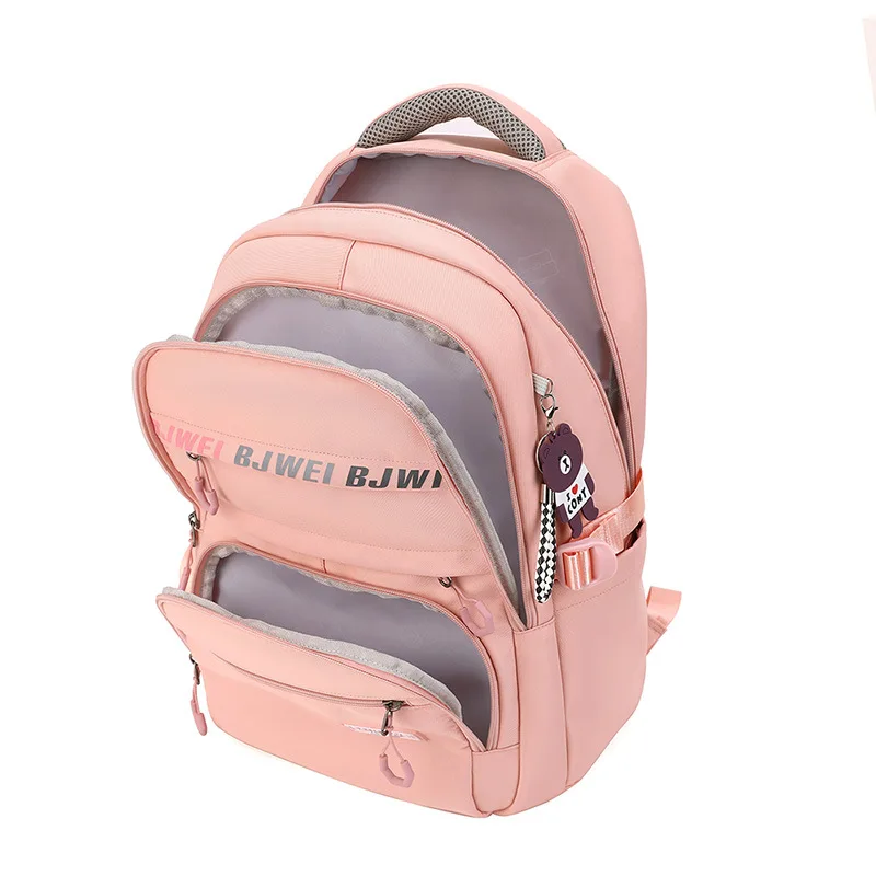 New Girls School Bag Nylon Backpack Travel Rucksack Multi Pockets Waterproof Casual Daypack Schoolbag for Women Student Teenager