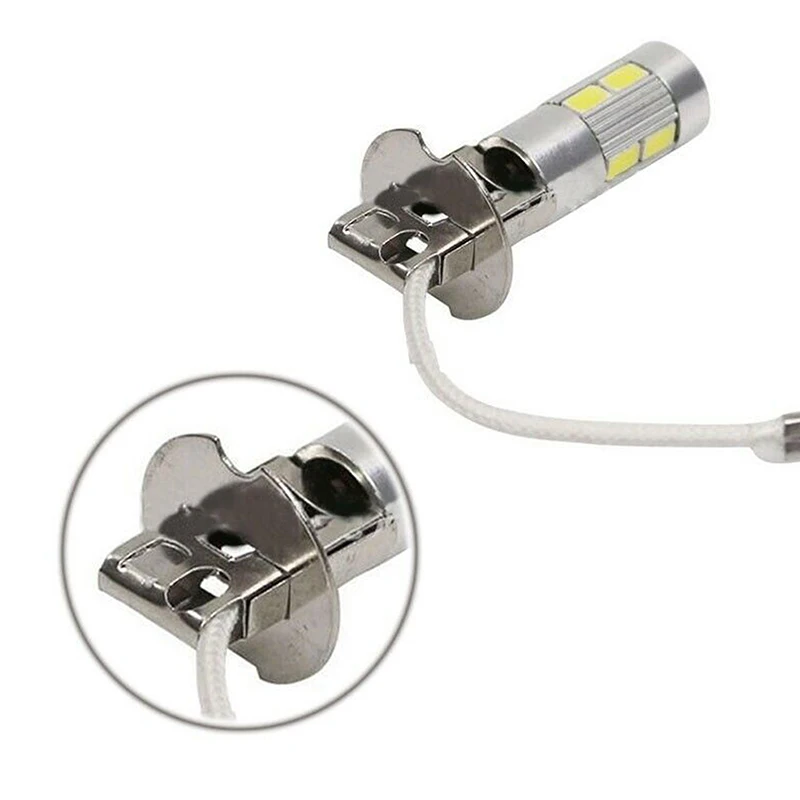 AM. 2PCS H1 H3 LED 자동차 전구 6000K 화이트 LED 고출력 10-SMD 5630 자동차 디코딩 안개등 운전 DRL 자동 램프