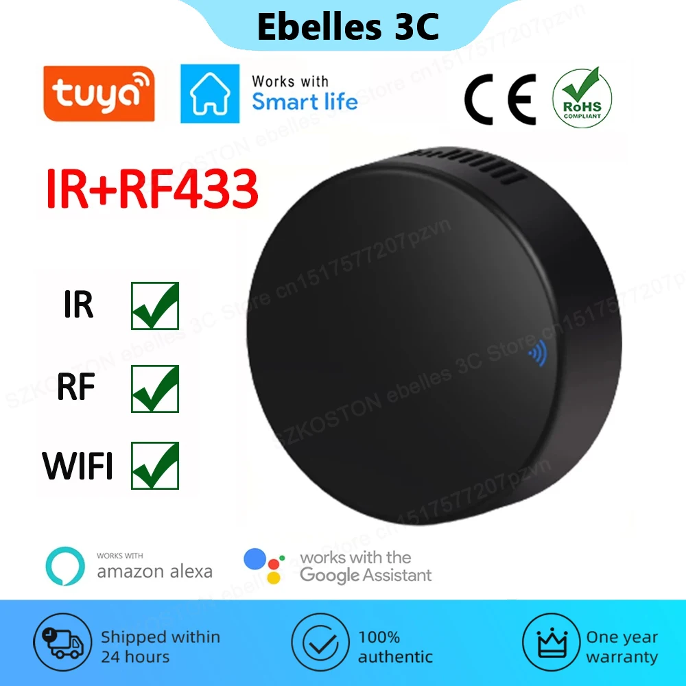 Tuya Wifi Universal Infrared Ir Rf433 Telecomando 2 In 1 Smart Home Controller Per Tv Dvd Aud Voice Funziona Con Alexa Google