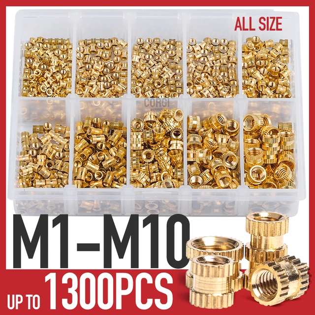 고품질 핫멜트 널링 스레드 인서트: 다양한 크기의 브라스너트 모음