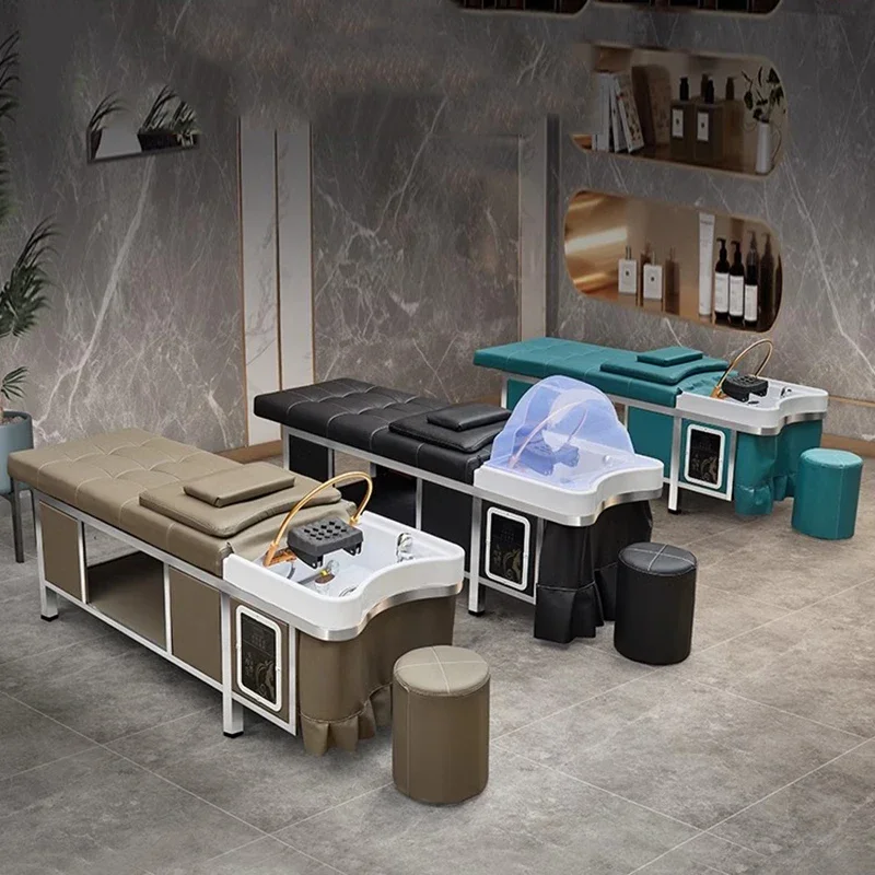 Head Spa Shampoo Bed Wash Hair Steel Fumigation Water Circolazione Head Hair Therapy Lettino Massaggio Salon Equipment Mq50Sc
