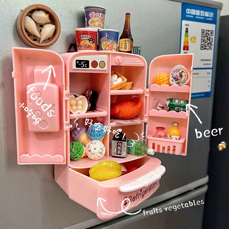 1/12 Dollhouse Miniature Food Drinks Refrigerator Items Model Mini Doll Kitchen Accessories Toys for Girls Bread Beer Bottle Egg