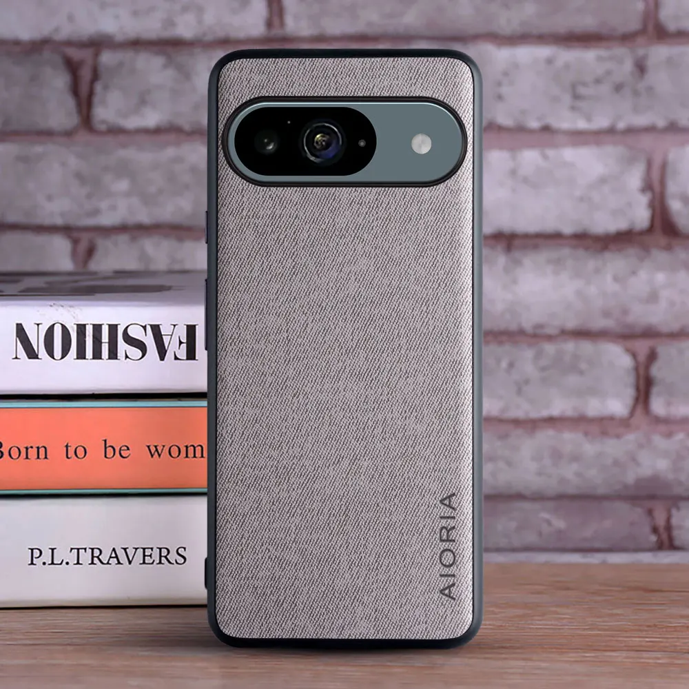 Luxury Leather Textile Phone Case for Google Pixel 9 Series - Soft & Hard Hybrid Cover