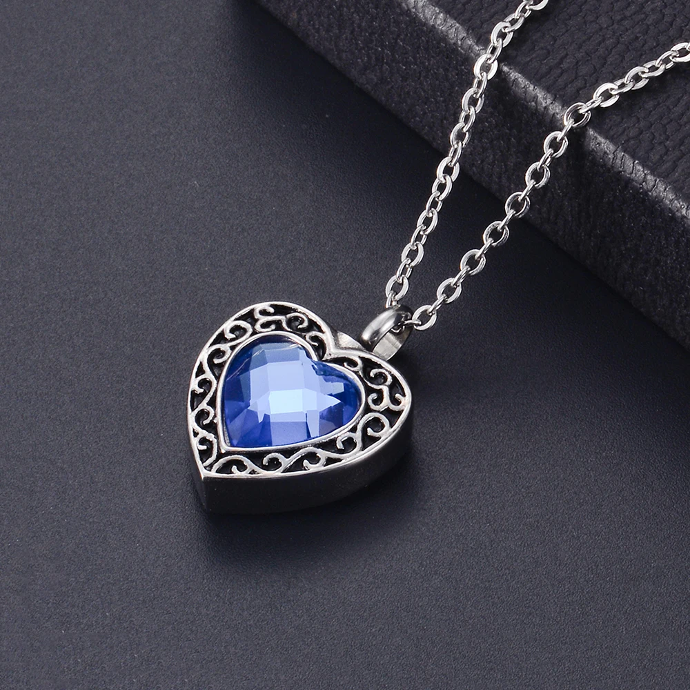 

Crystal Heart Cremation Jewelry for Ashes Pendant for Women Stainless Steel Keepsake Urn Memorial Necklace Gift with Funnel Kit