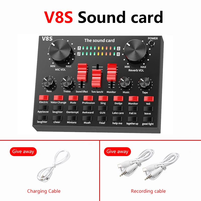 범용 오디오 믹서, 웹캐스트 라이브 사운드 카드, 외부 USB V8s 휴대 전화 마이크, 모바일 컴퓨터 오디오 인터페이스 클리어