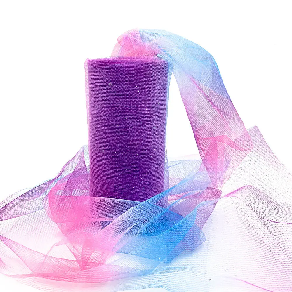 Rainbow Glitter Sequin Tulle Fabric Roll - 6in x 10 Yards for Crafting and Decoration
