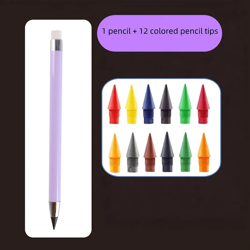 Vibrant 12-Color No-Sharpen Colored Pencils Set with Built-in Erasers – Perfect for School, Drawing & Writing