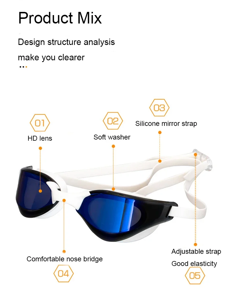 Silicone Swim Goggles Anti-fog UV Plating Pool Glasses Men Women Swimming Eyewear 4