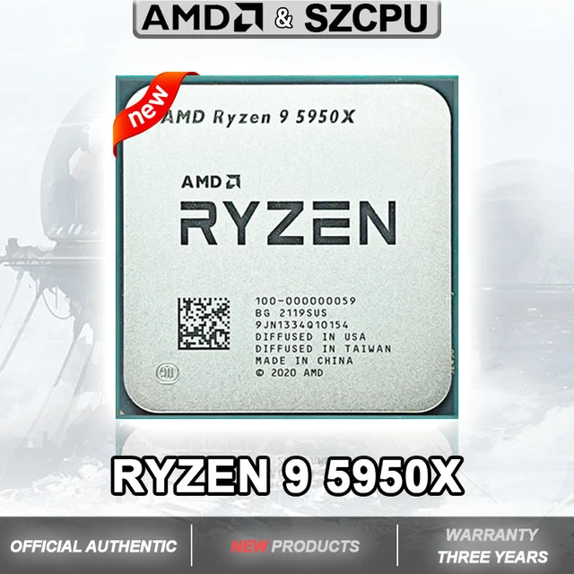 Amd R9 5950x CPU 5950x desktop computer processor 3.4GHz 100-100000059 PCIe  4.0 AM4 105W TSMC 7nm FinFET 64MB no fan - AliExpress