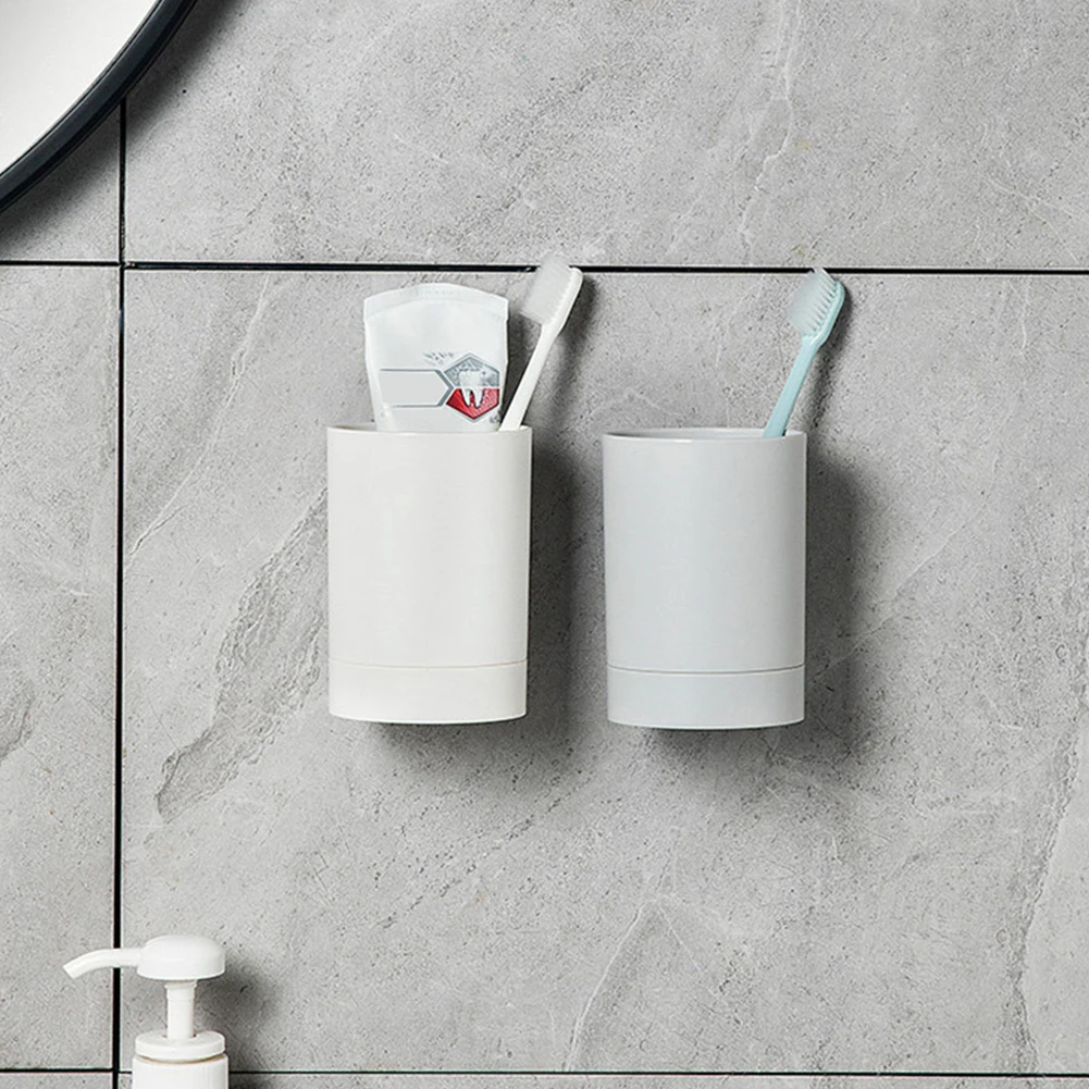 Wall Mounted Toothbrush Holder Toothpaste Mouth Cup Holder Drill-Free Bathroom Storage Shelf Portable Rack Organize Simple toothbrush holder,bathroom storage rack,wall mounted storage hook