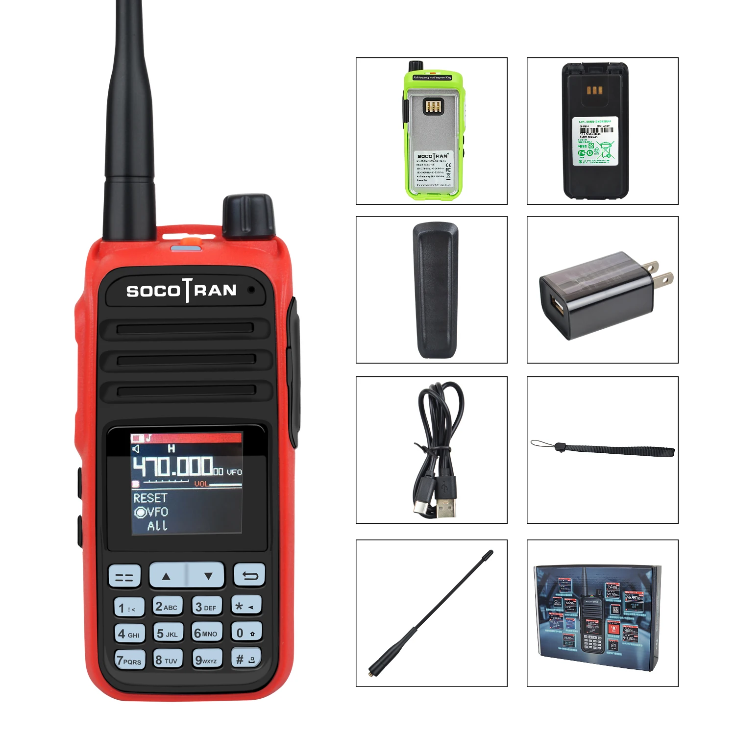 Socotran Walkie Talkie Air Band 5W Seven Bands Colorful Portable Amateur Ham Two Way Radio EP-UVA37 W/ Scrambler Wireless Freque 6