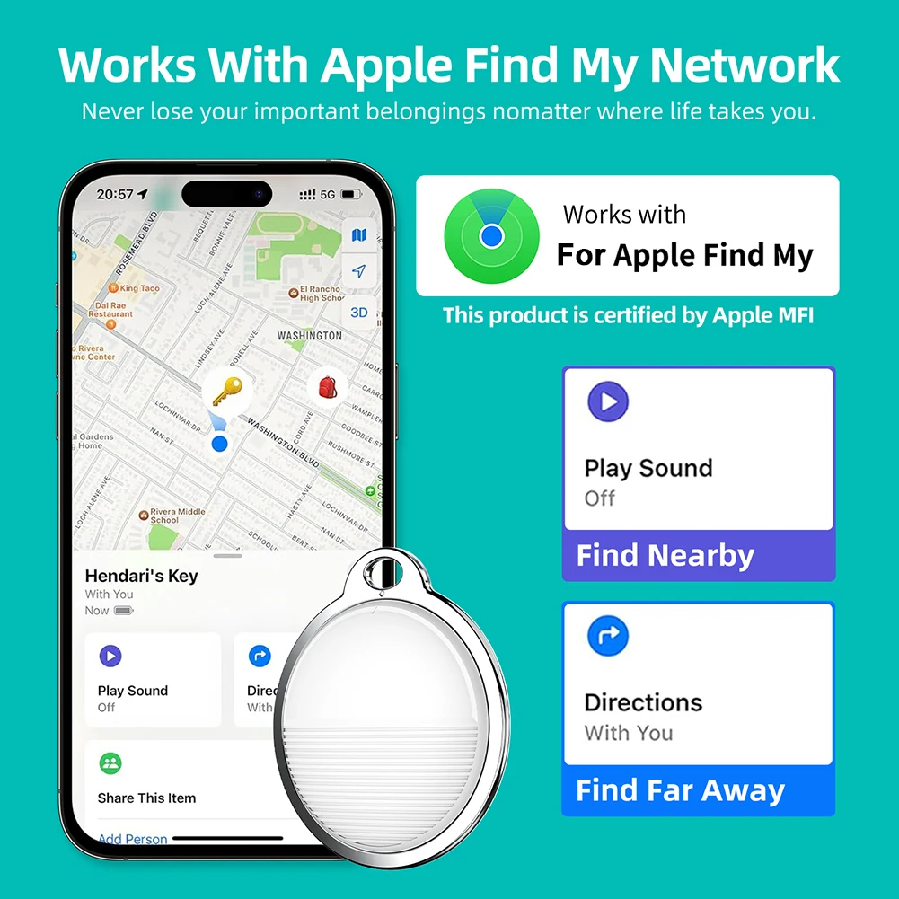 2-6PCS Mini Tracking Device Bluetooth-Compatible Work With Apple Find My Anti Lost Reminder For IOS System Only Pet Child Finder